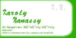 karoly nanassy business card